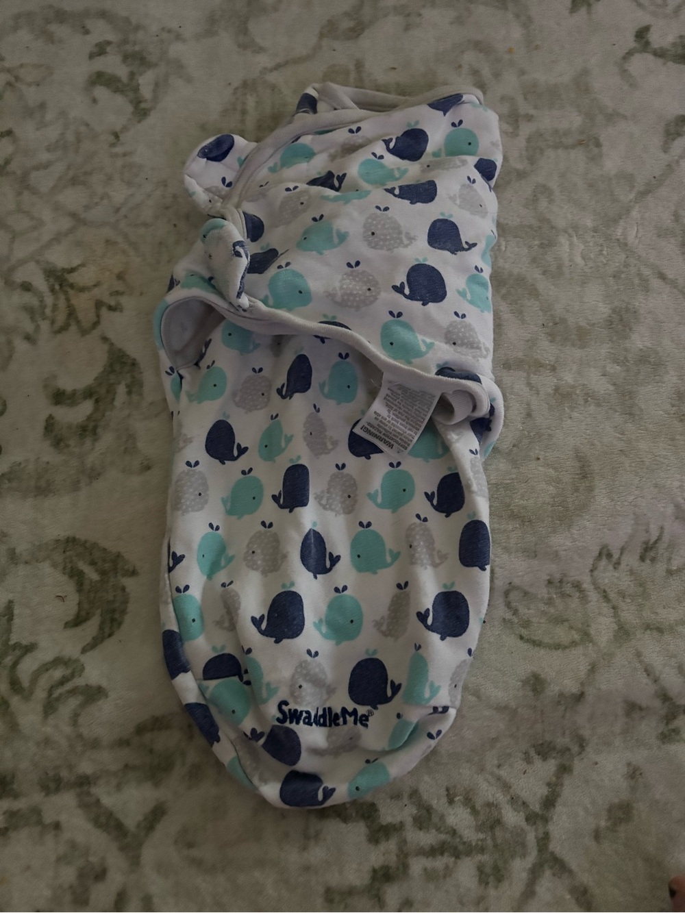 SwaddleMe Navy, Aqua & Gray Whale Print Swaddle Sack